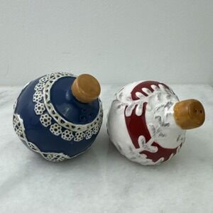 Ceramic Salt and Pepper Shaker Set Holiday Christmas Ball Ornaments Home Trends